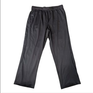 Tek Gear Mesh Charcoal Black Stripes Open Bottom Pockets Drawstring Track Pants